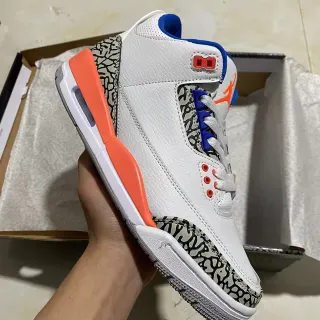 Air Jordan 3 Zapatos de baloncesto blanco naranja azul estampado de elefante
