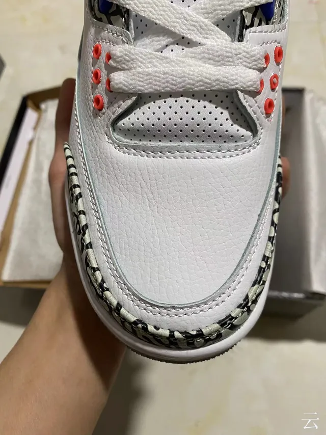 Air Jordan 3 White Orange Blue Elephant Print Basketball Shoes 3