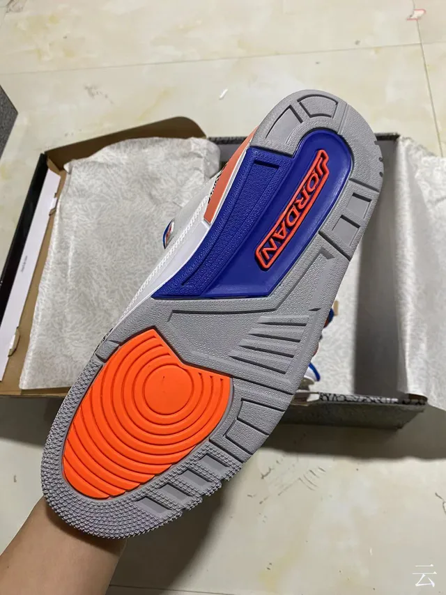 Air Jordan 3 White Orange Blue Elephant Print Basketball Shoes 5