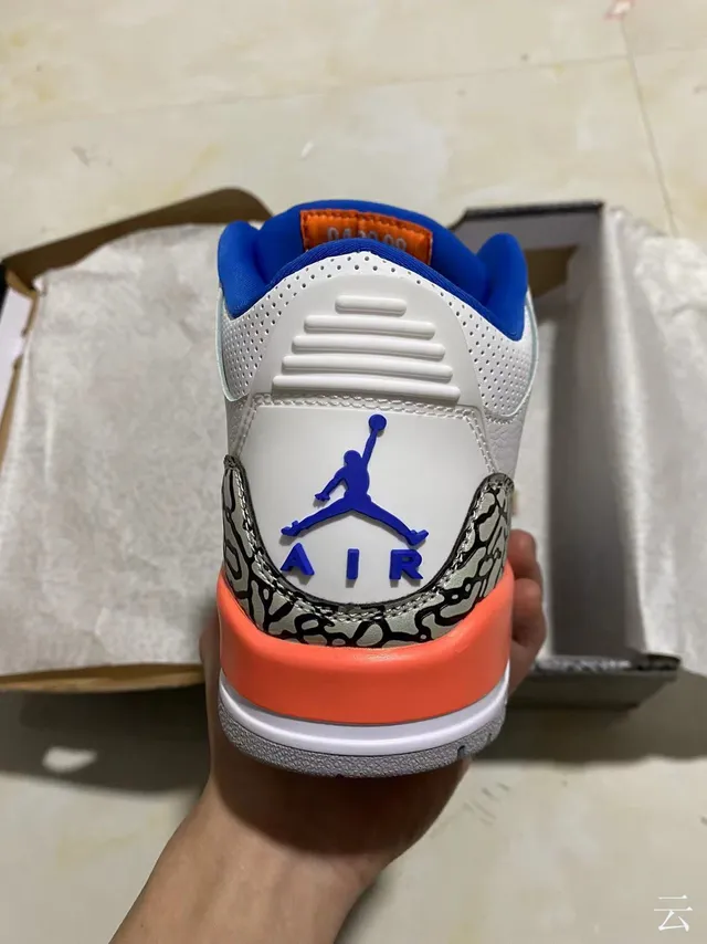Air Jordan 3 White Orange Blue Elephant Print Basketball Shoes 6