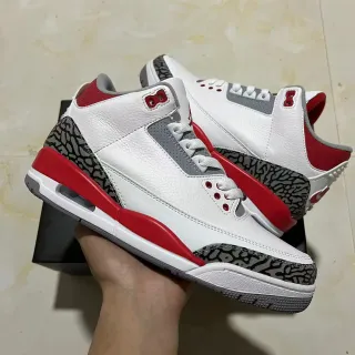 Air Jordan 3 White Red Elephant Print Basketball Shoes