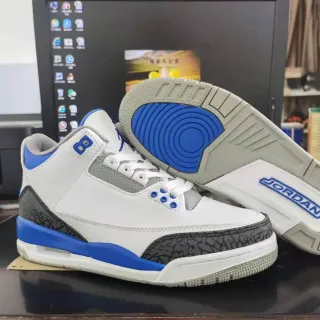 Air Jordan 3 White Royal Blue Cement Tênis de Basquete