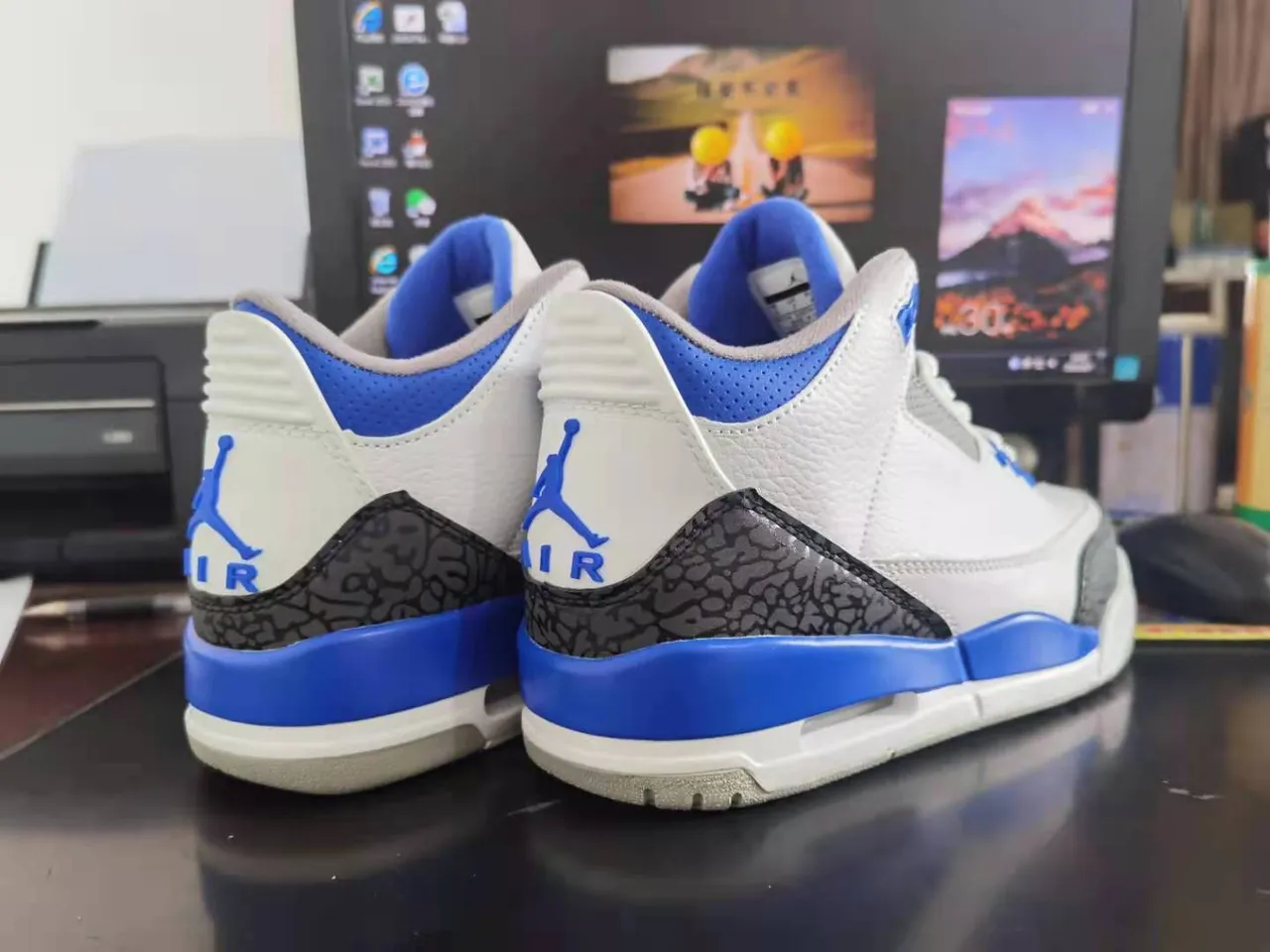 Air Jordan 3 White Royal Blue Cement Tênis de Basquete 2
