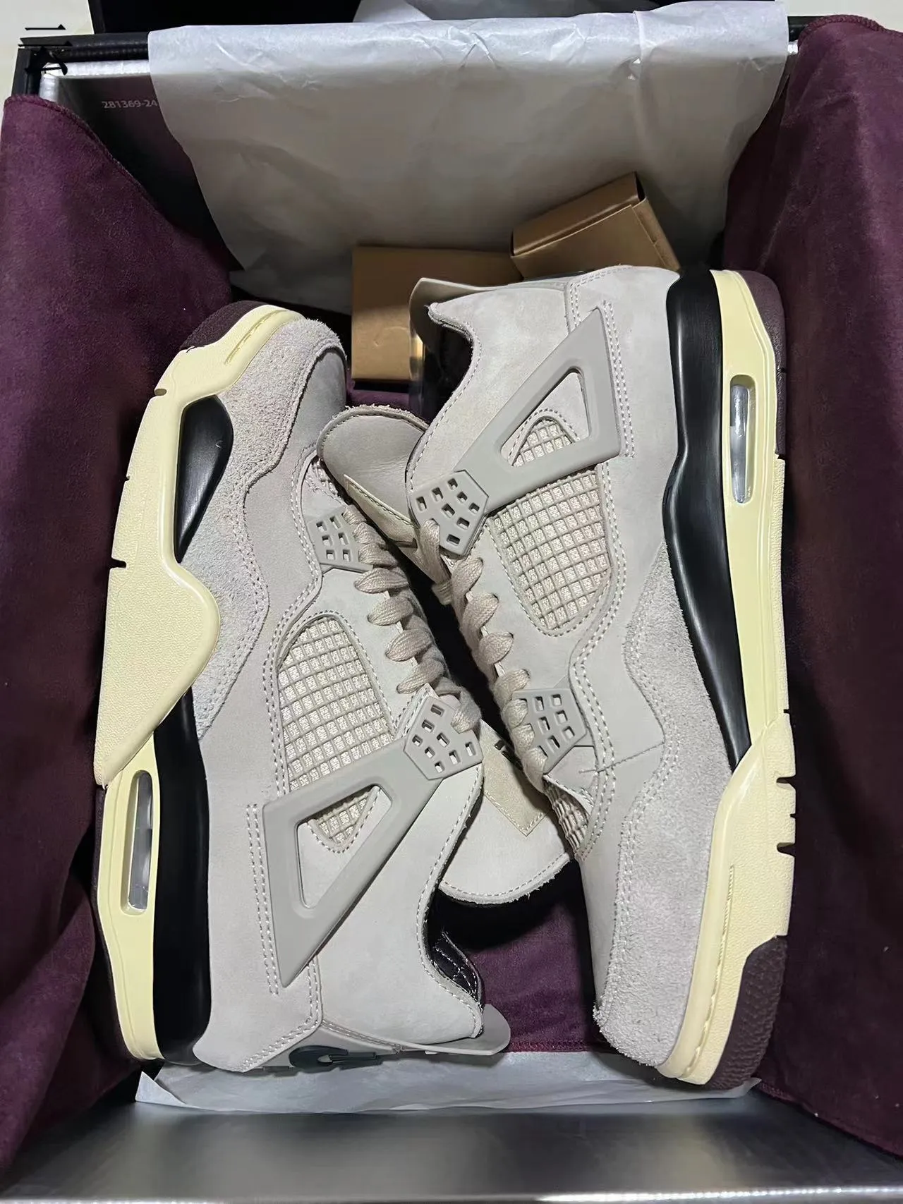 Air Jordan 4 Beige Burgundy Cream Basketball Shoes 10