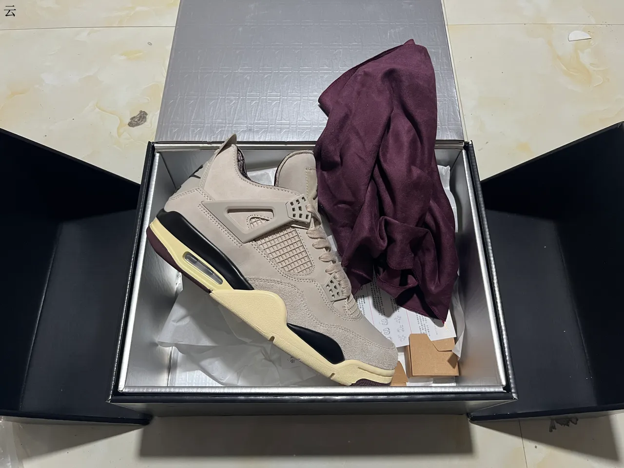 Air Jordan 4 Beige Burgundy Cream Basketball Shoes 9
