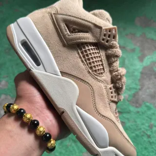 Air Jordan 4 Beige Suede High-Top Basketball Shoes