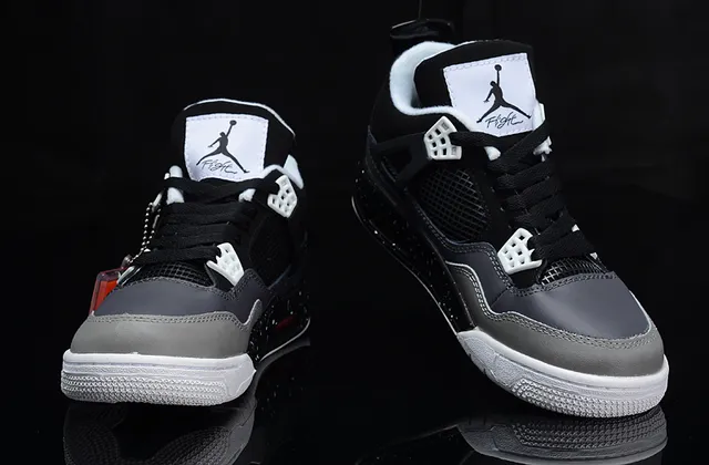 Air Jordan 4 Black Gray White Basketball Shoes 3