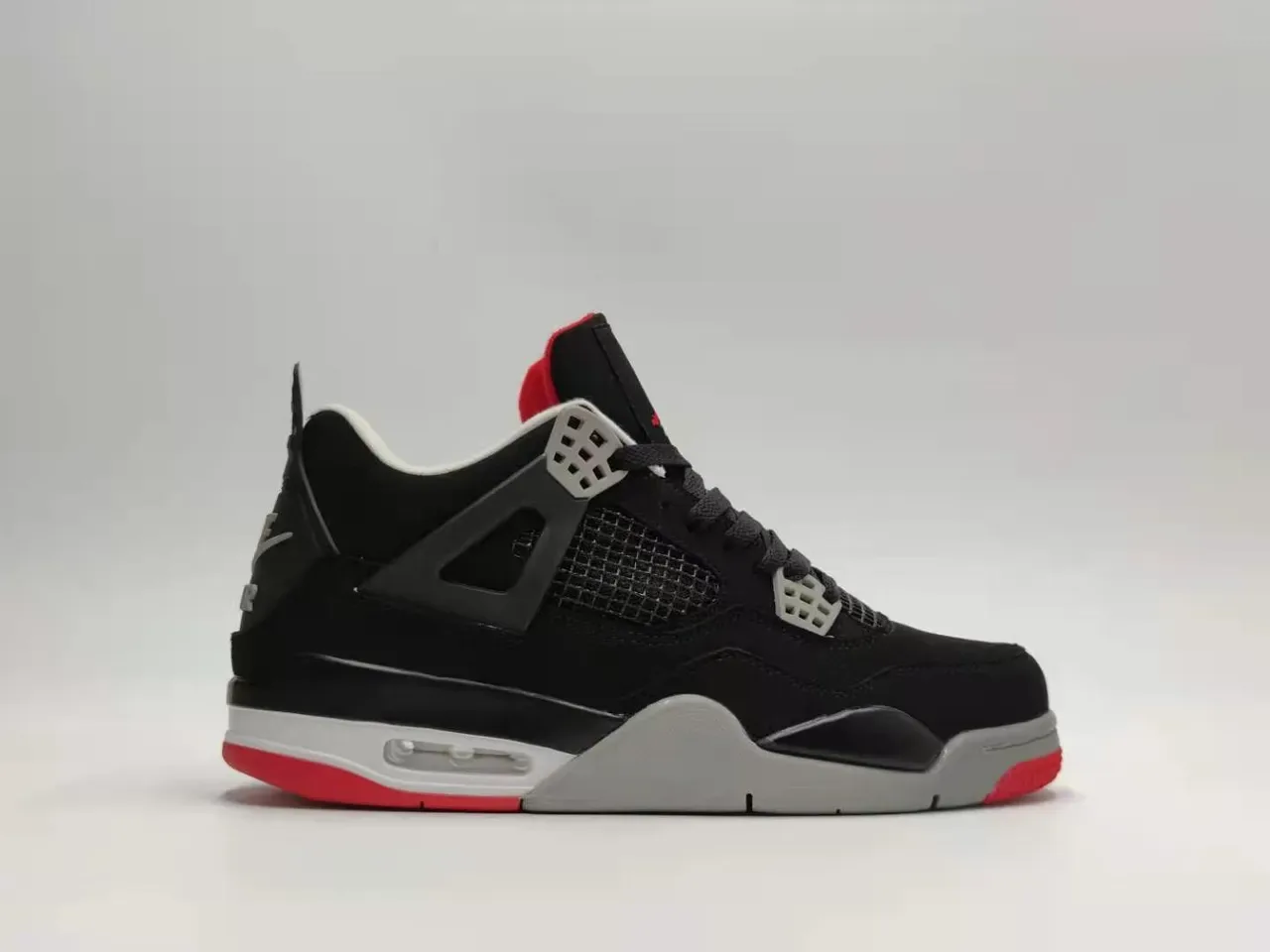 Air Jordan 4 Noir Rouge Gris Chaussures de Basketball 5