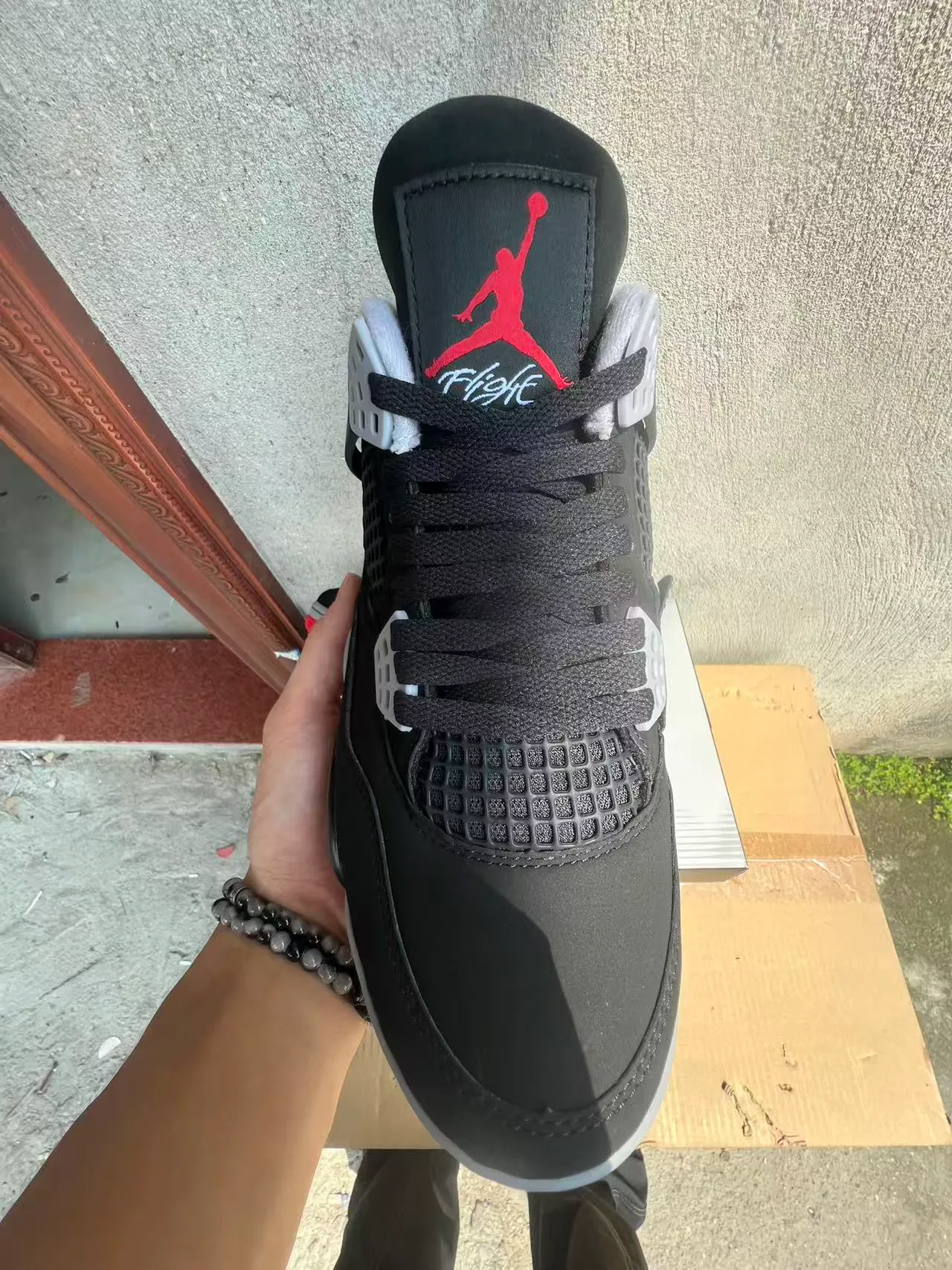 Air Jordan 4 Black White Red Basketball Shoes 3