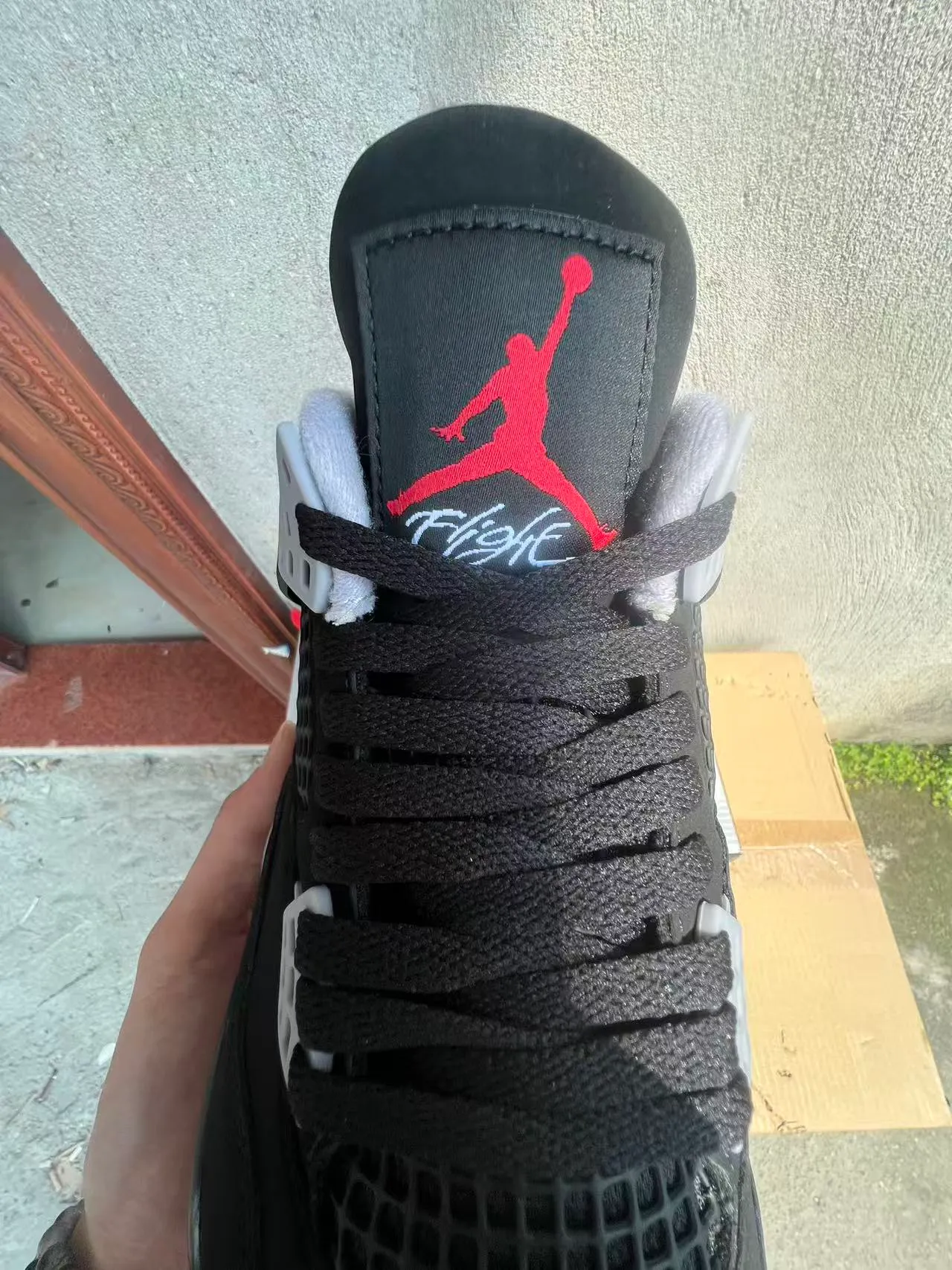 Air Jordan 4 Black White Red Basketball Shoes 4