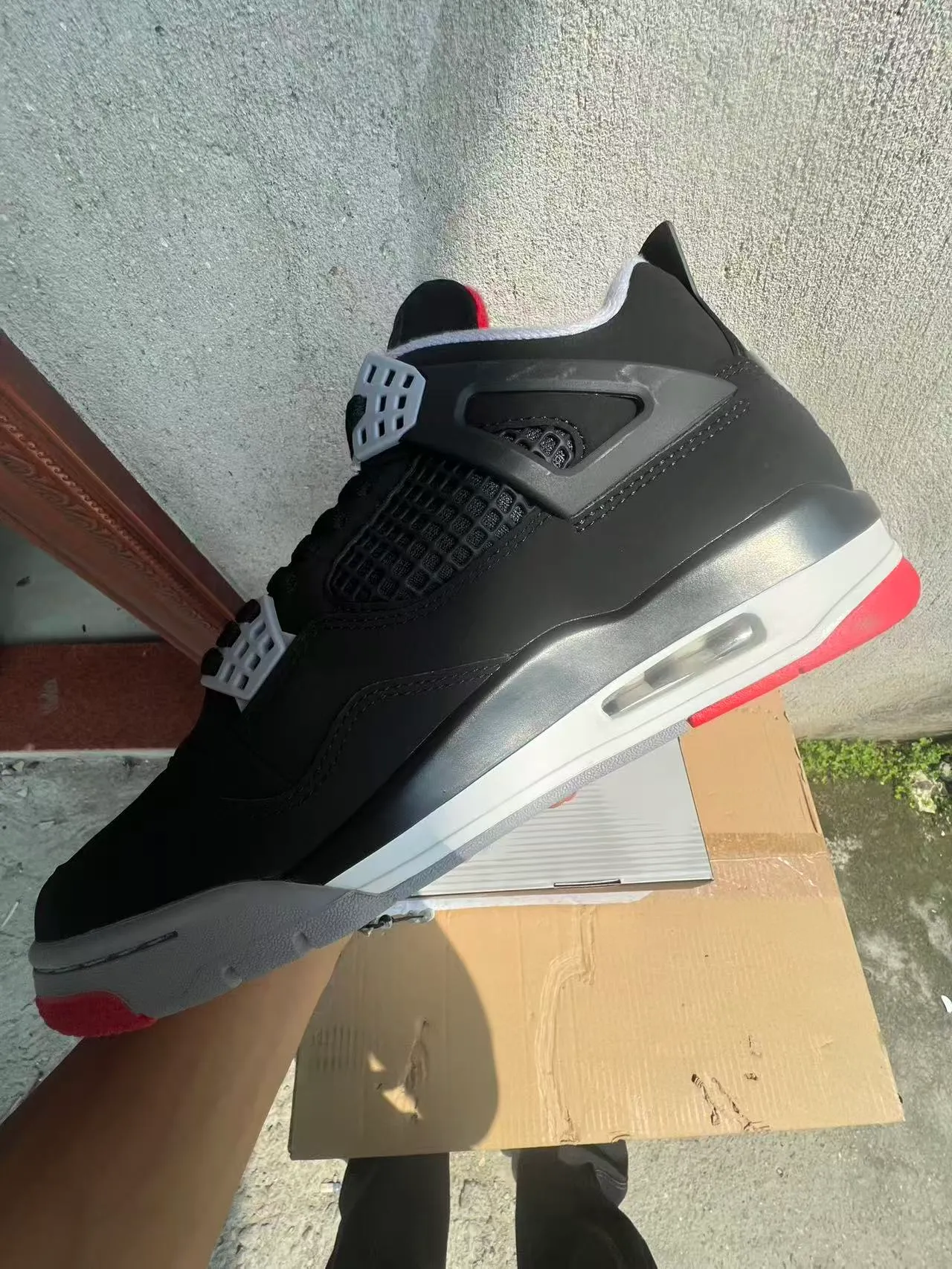 Air Jordan 4 Black White Red Basketball Shoes 5