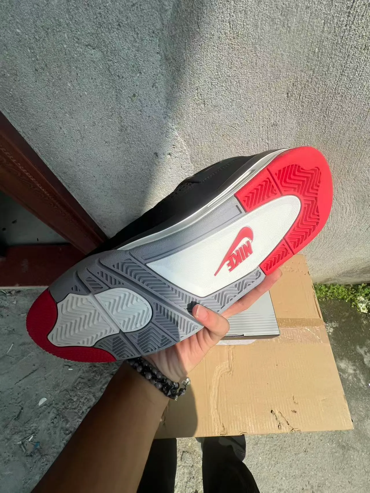 Air Jordan 4 Black White Red Basketball Shoes 6