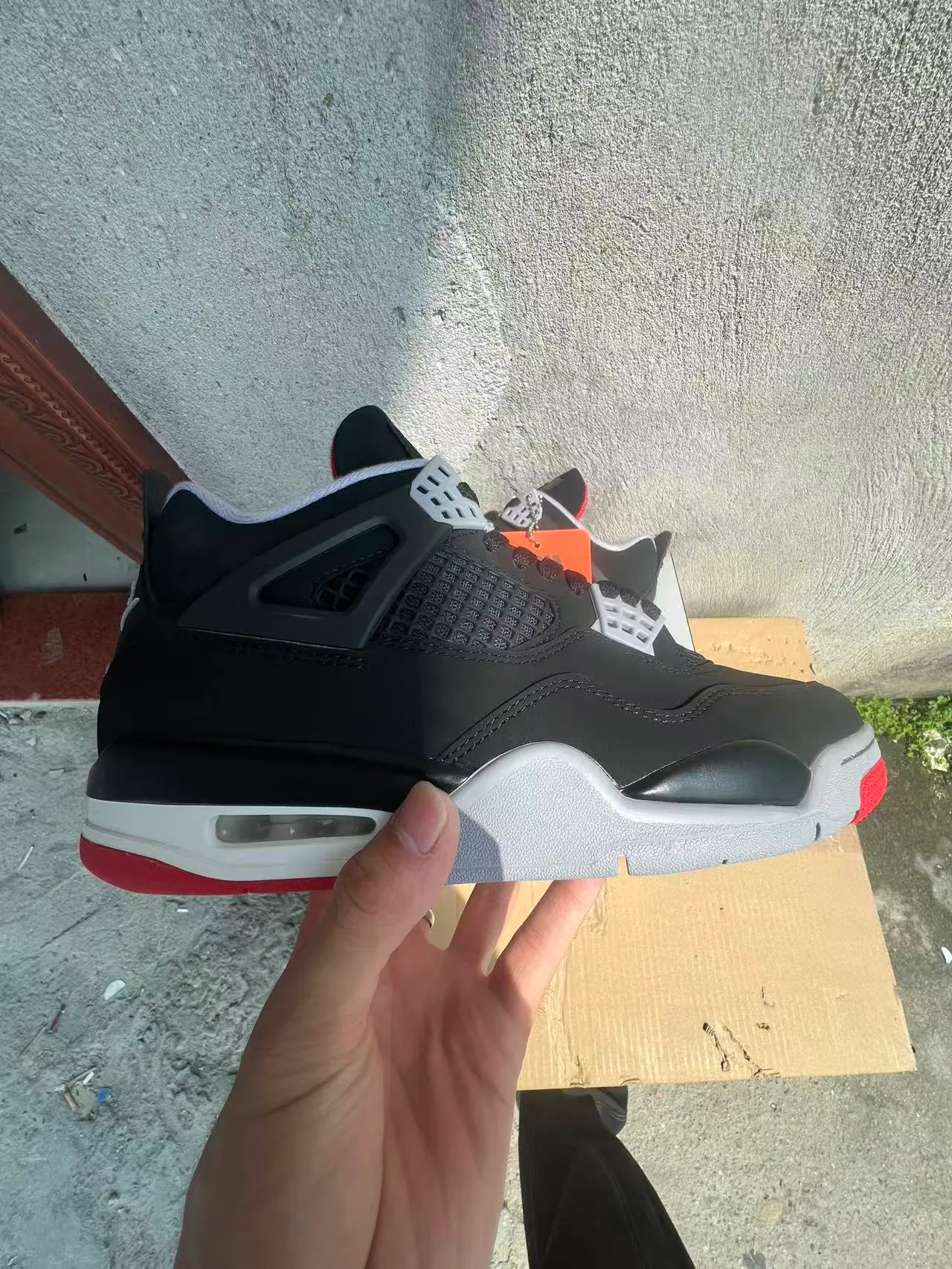 Air Jordan 4 Black White Red Basketball Shoes 7
