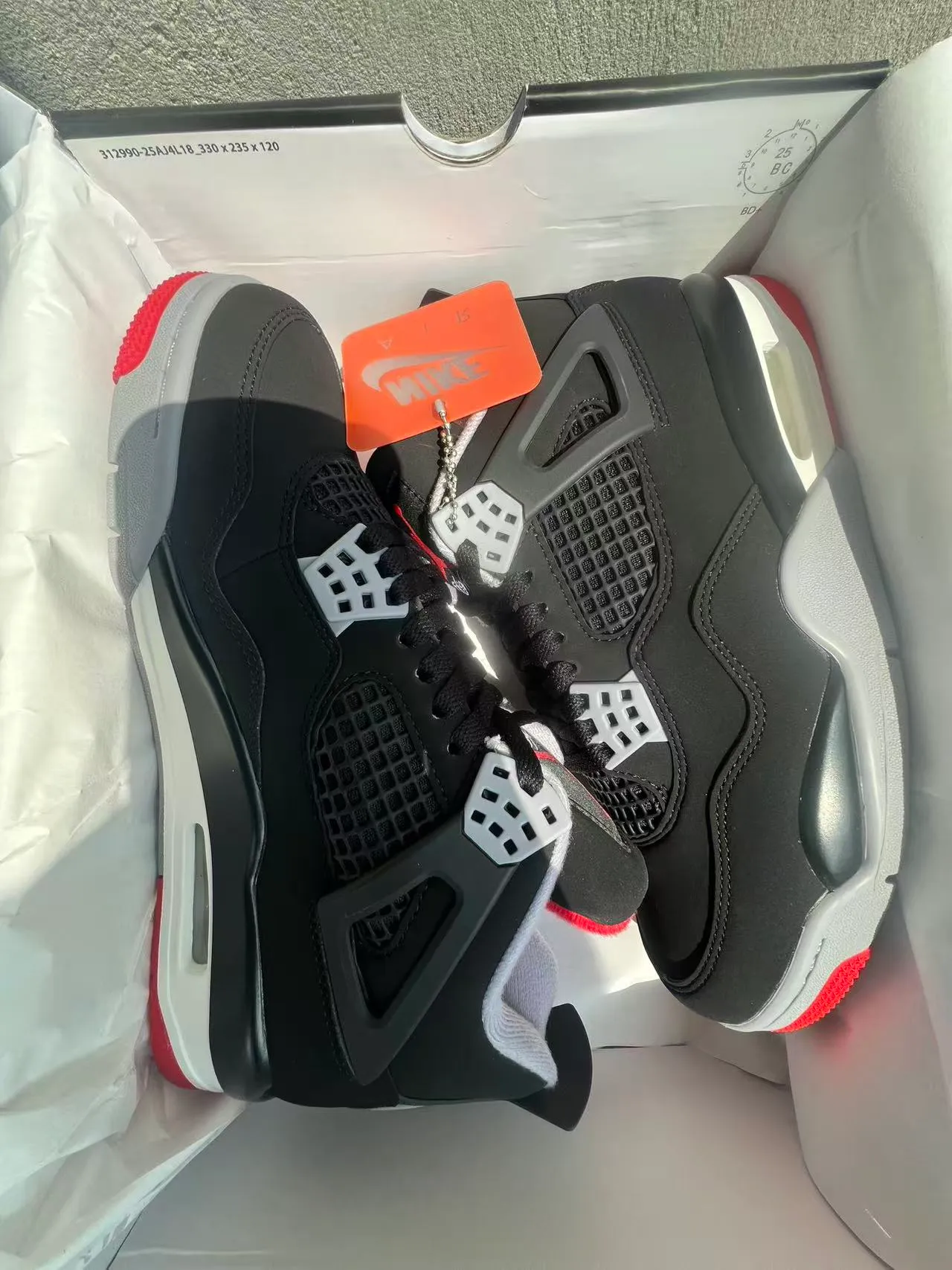 Air Jordan 4 Black White Red Basketball Shoes 9