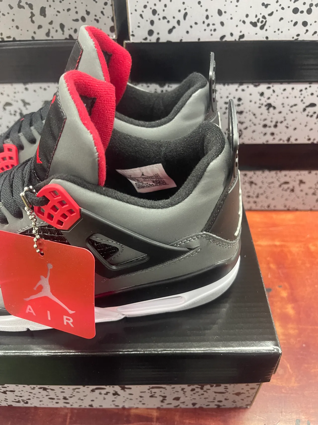 Air Jordan 4 Gray Black Red Basketball Shoes 6