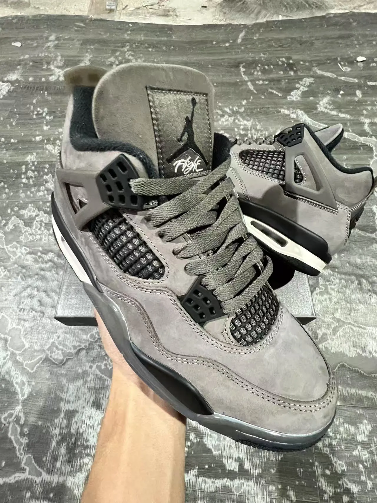Air Jordan 4 Gray Suede Black White Basketball Shoes 2