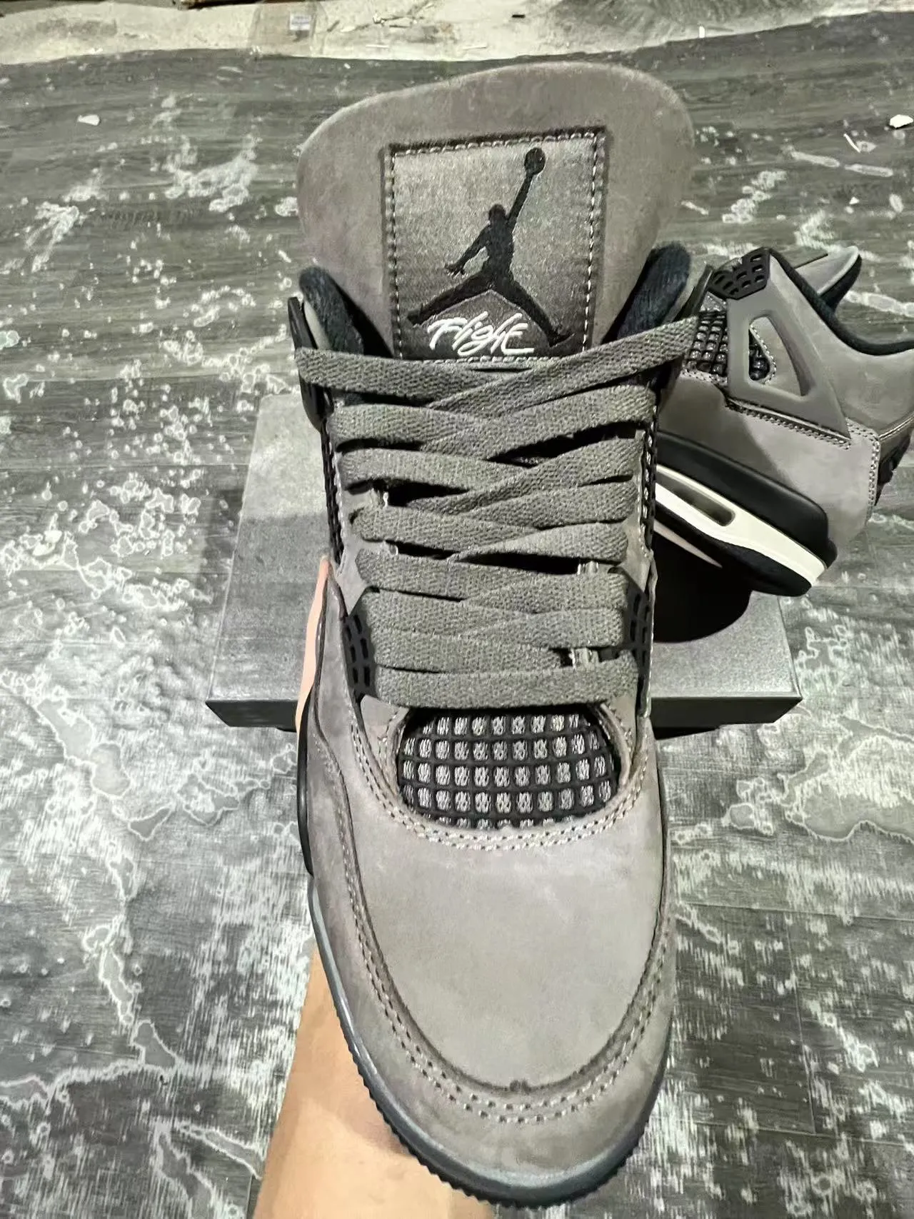 Air Jordan 4 Gray Suede Black White Basketball Shoes 3