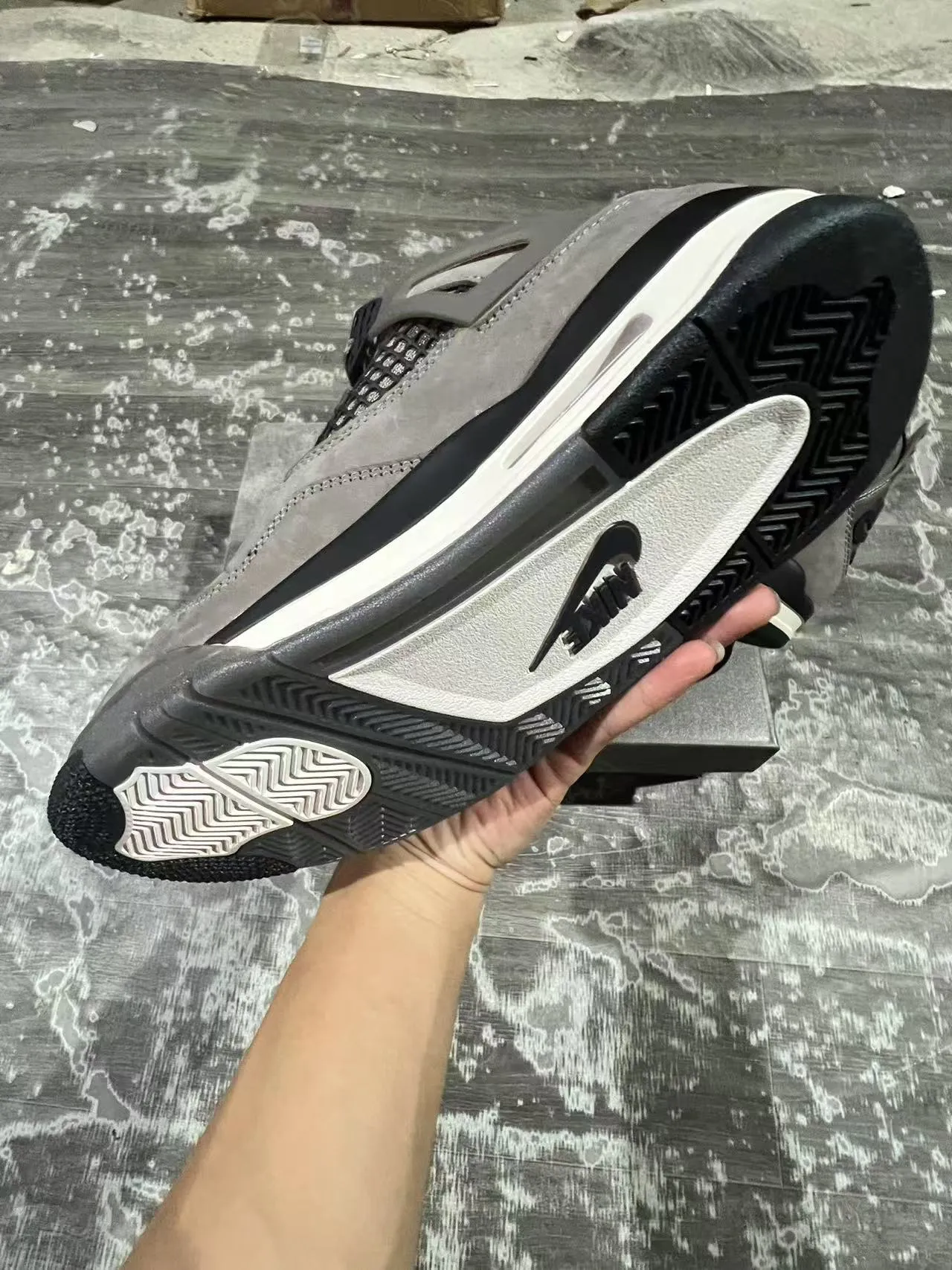 Air Jordan 4 Gray Suede Black White Basketball Shoes 6