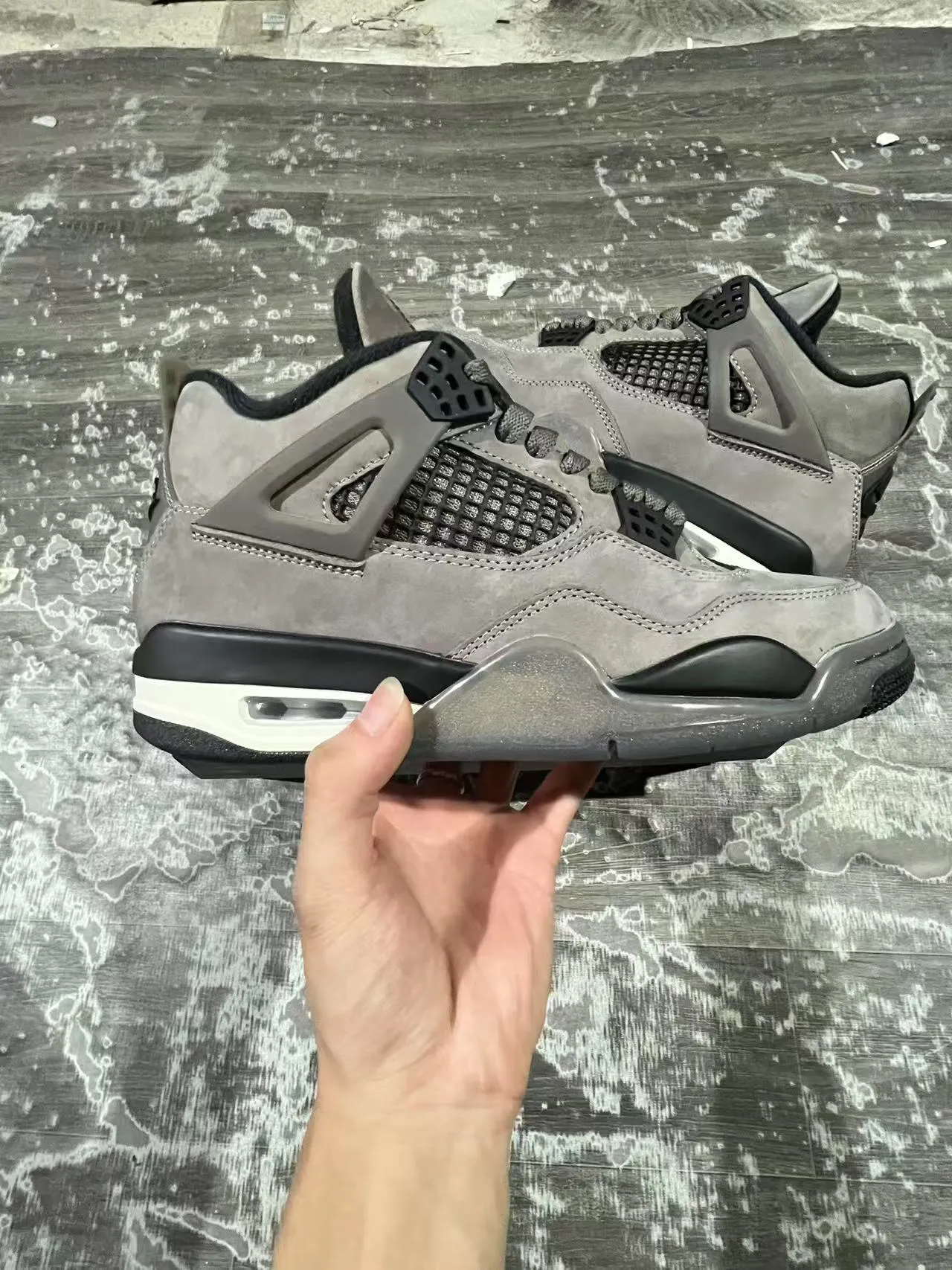 Air Jordan 4 Gray Suede Black White Basketball Shoes 7