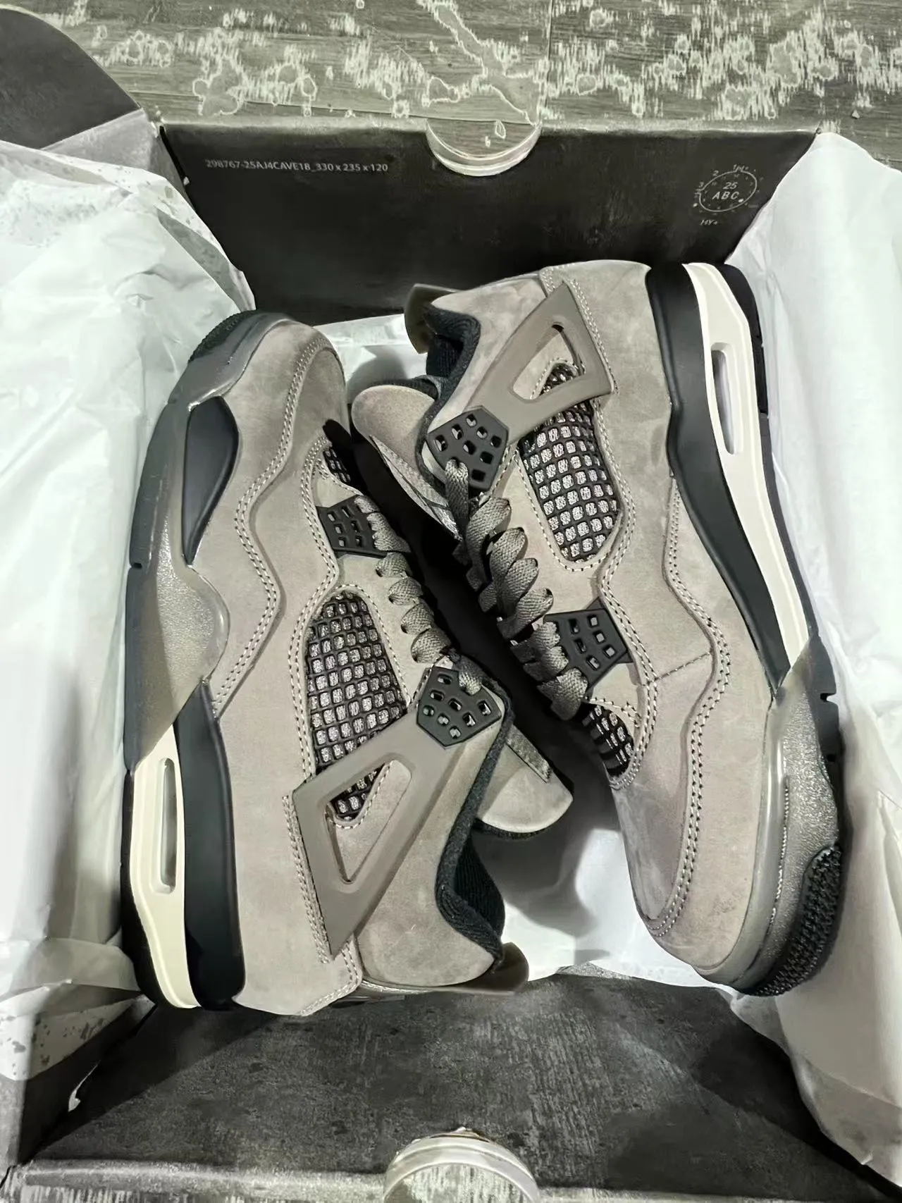 Air Jordan 4 Gray Suede Black White Basketball Shoes 9
