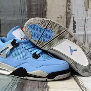 Air Jordan 4 Light Blue Suede Mesh High-Top Basketball Shoes