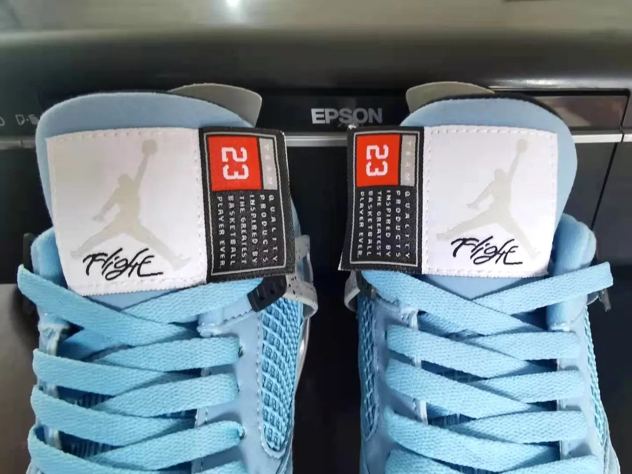 Air Jordan 4 Light Blue Suede Mesh High-Top Basketball Shoes 5