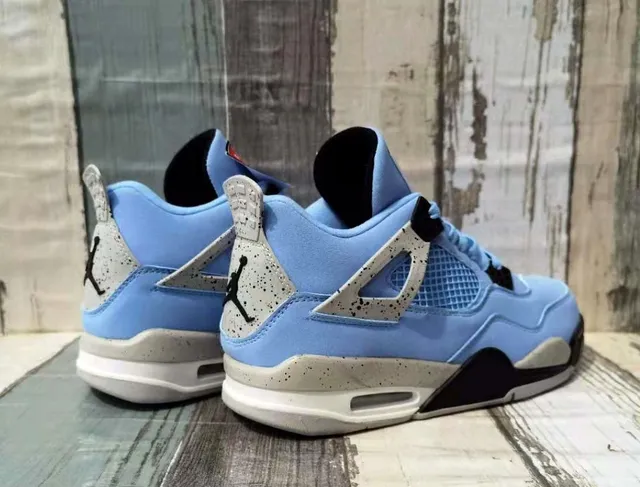 Air Jordan 4 Light Blue Suede Mesh High-Top Basketball Shoes 6