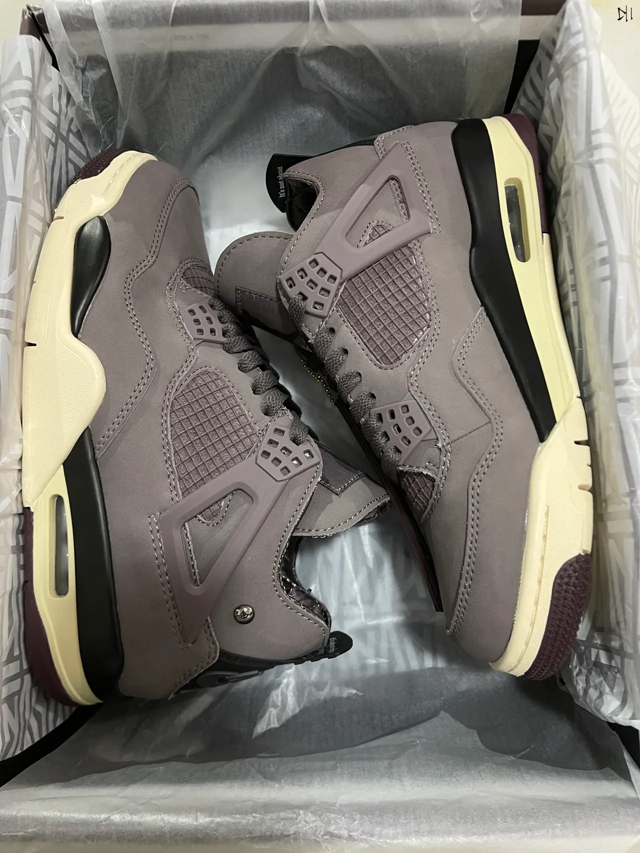 Air Jordan 4 Muted Gray Cream Black Basketball Shoes 8