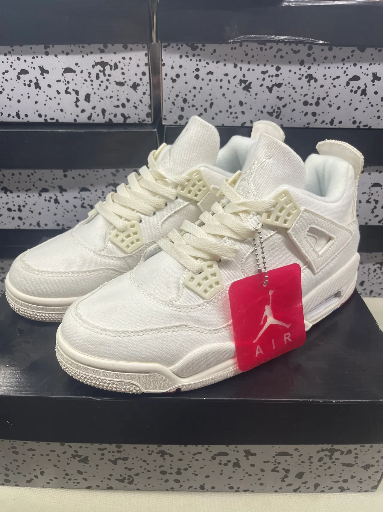 Air Jordan 4 Off-White Canvas Basketball Shoes 3