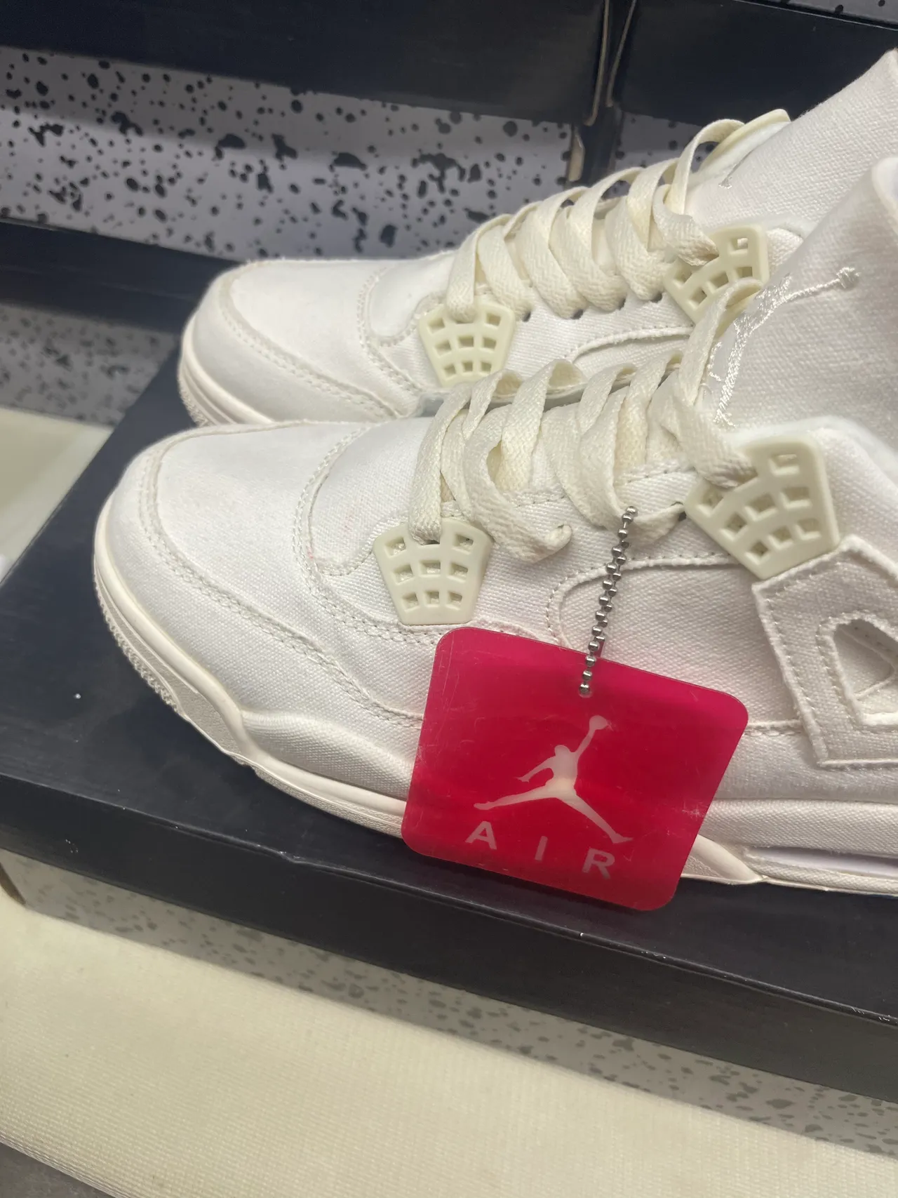 Air Jordan 4 Off-White Canvas Basketball Shoes 6