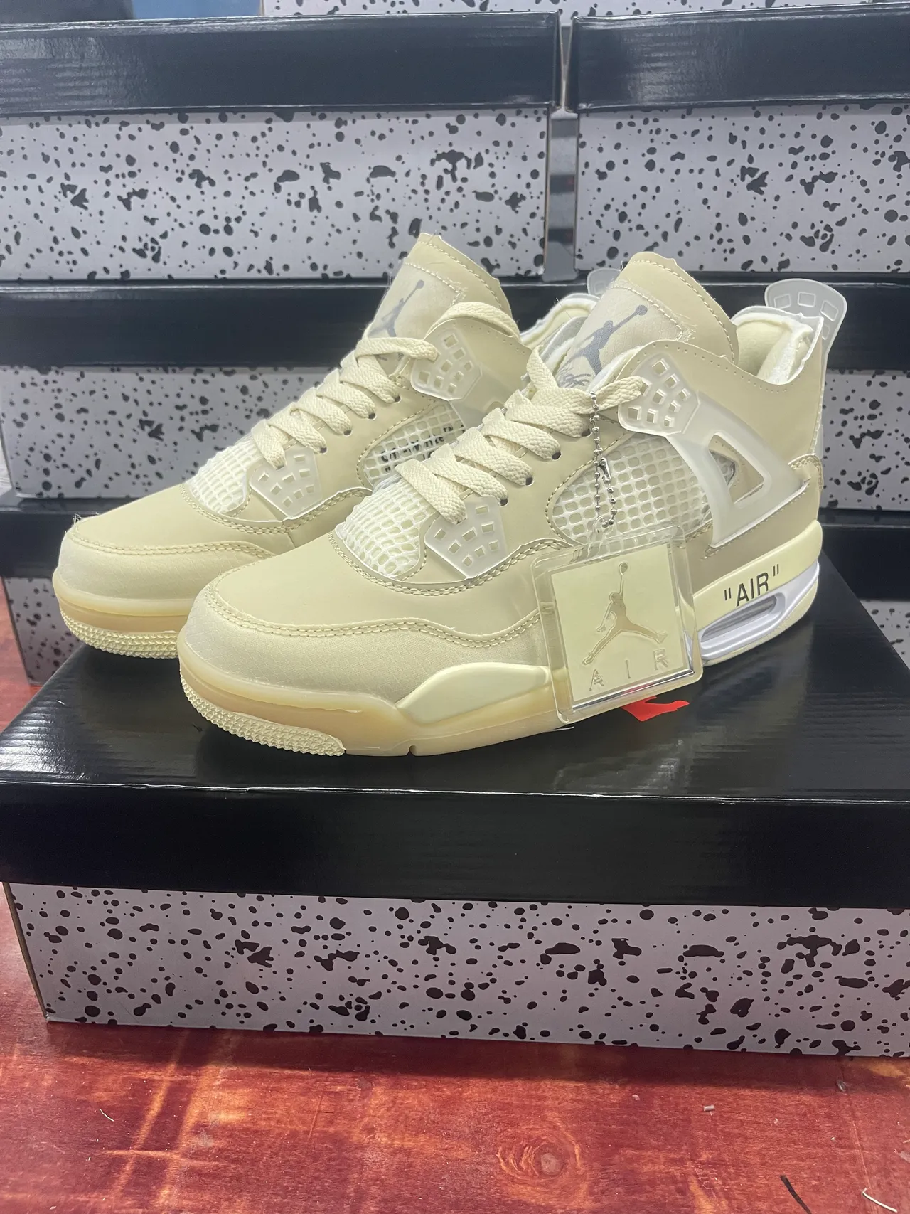 Air Jordan 4 Off-White Cream Basketball Shoes 5