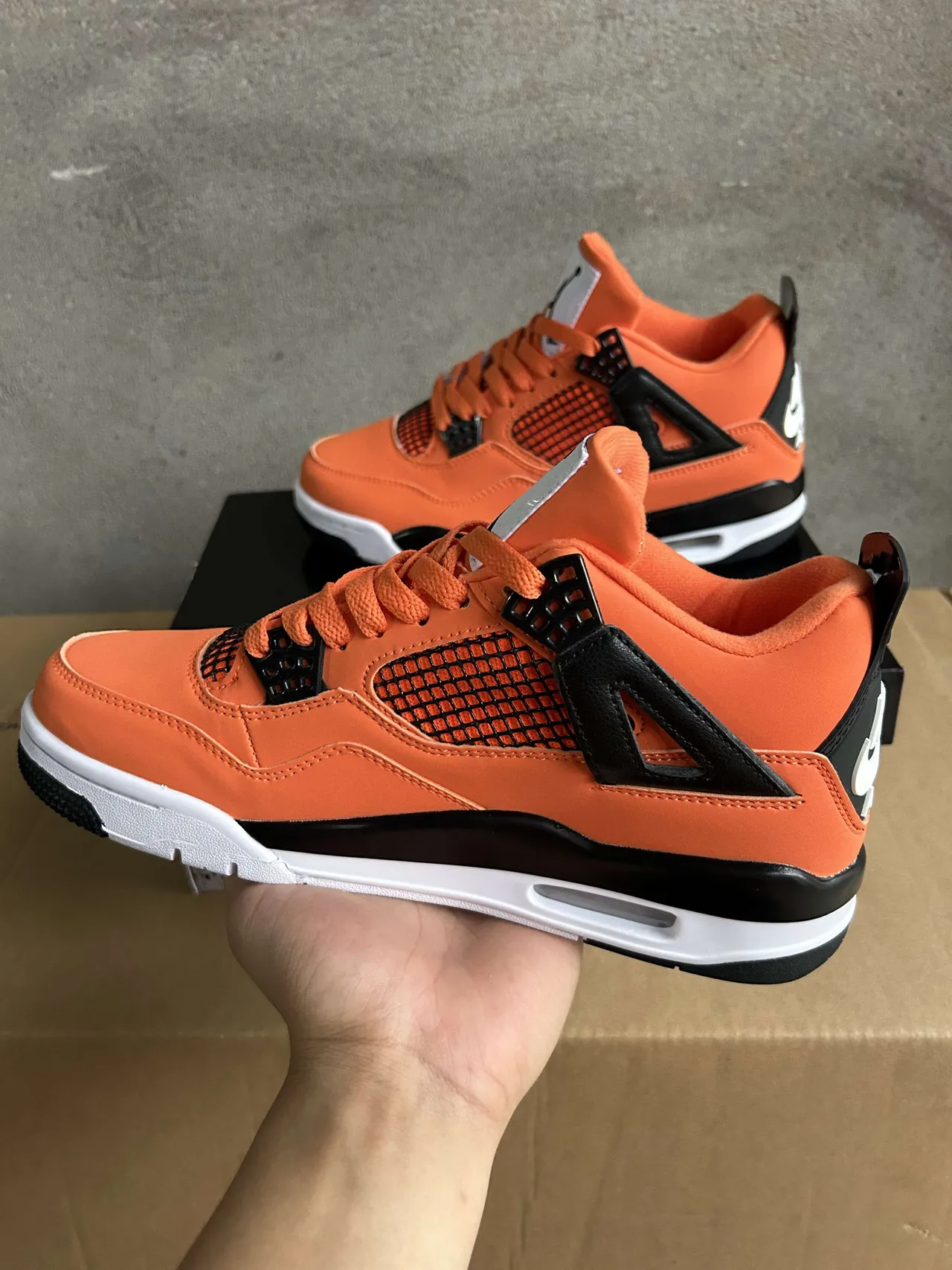 Air Jordan 4 Orange Black White Basketball Shoes 4