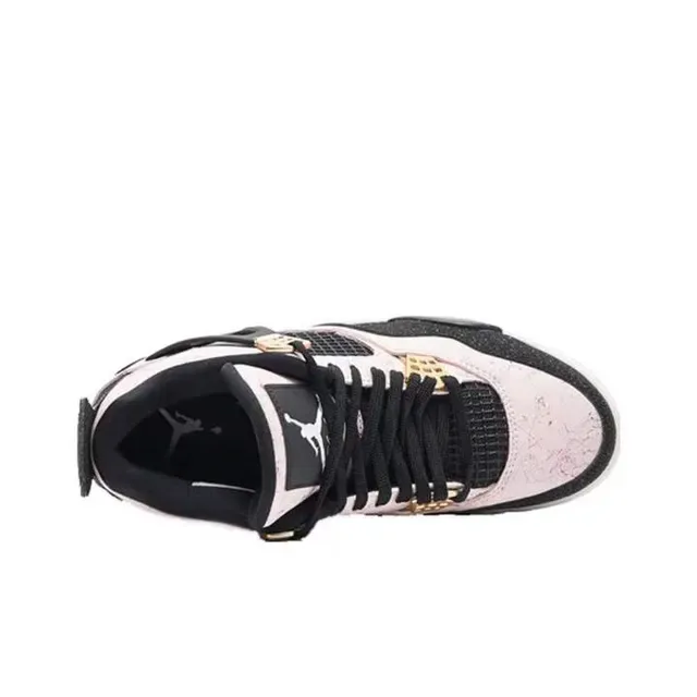 Air Jordan 4 Sapatos de Basquete Rosa Preto High Top com Glitter 3