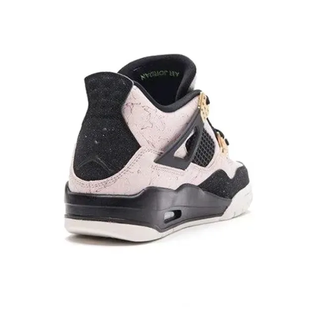 Air Jordan 4 Sapatos de Basquete Rosa Preto High Top com Glitter 4