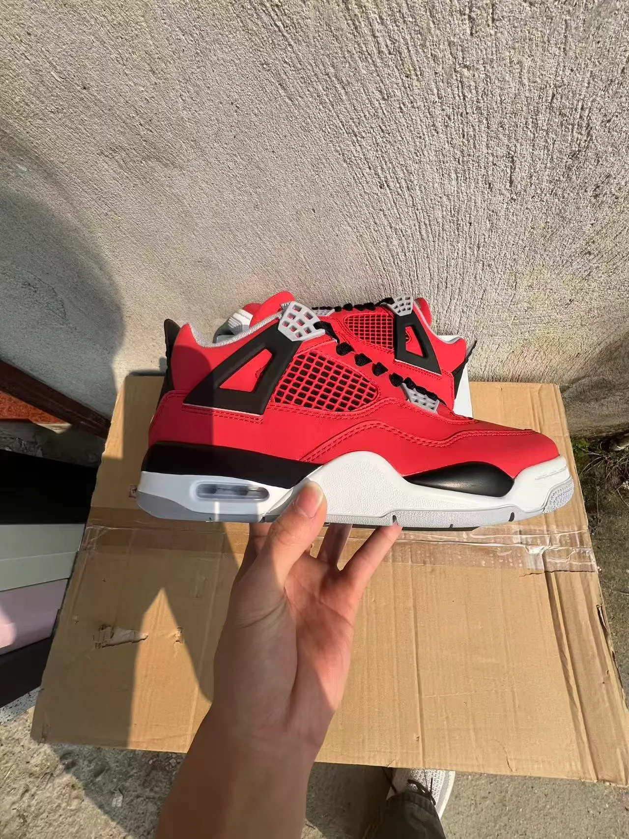 Air Jordan 4 Red Black White Basketball Shoes 7