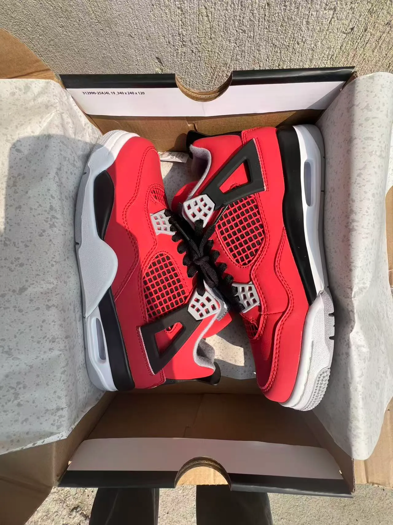 Air Jordan 4 Red Black White Basketball Shoes 9