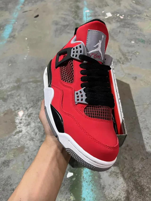 Air Jordan 4 Retro Red Black White Basketball Shoes 2