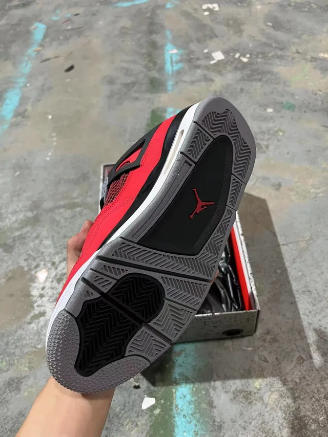 Air Jordan 4 Retro Red Black White Basketball Shoes 5