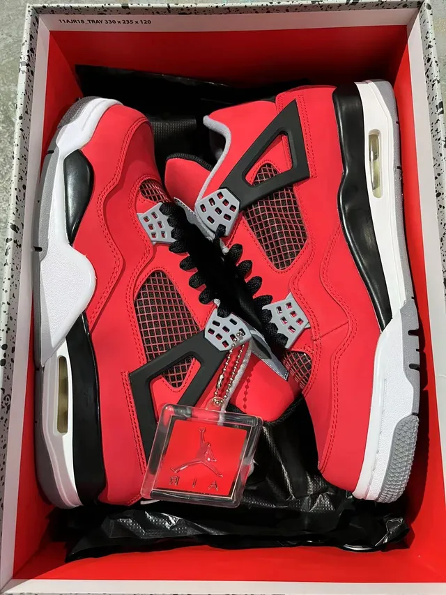 Air Jordan 4 Retro Red Black White Basketball Shoes 7