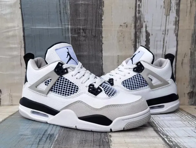 Air Jordan 4 White Black Gray Basketball Shoes 4