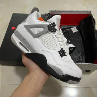 Air Jordan 4 Tênis de Basquete Branco Preto Cinza Speckle