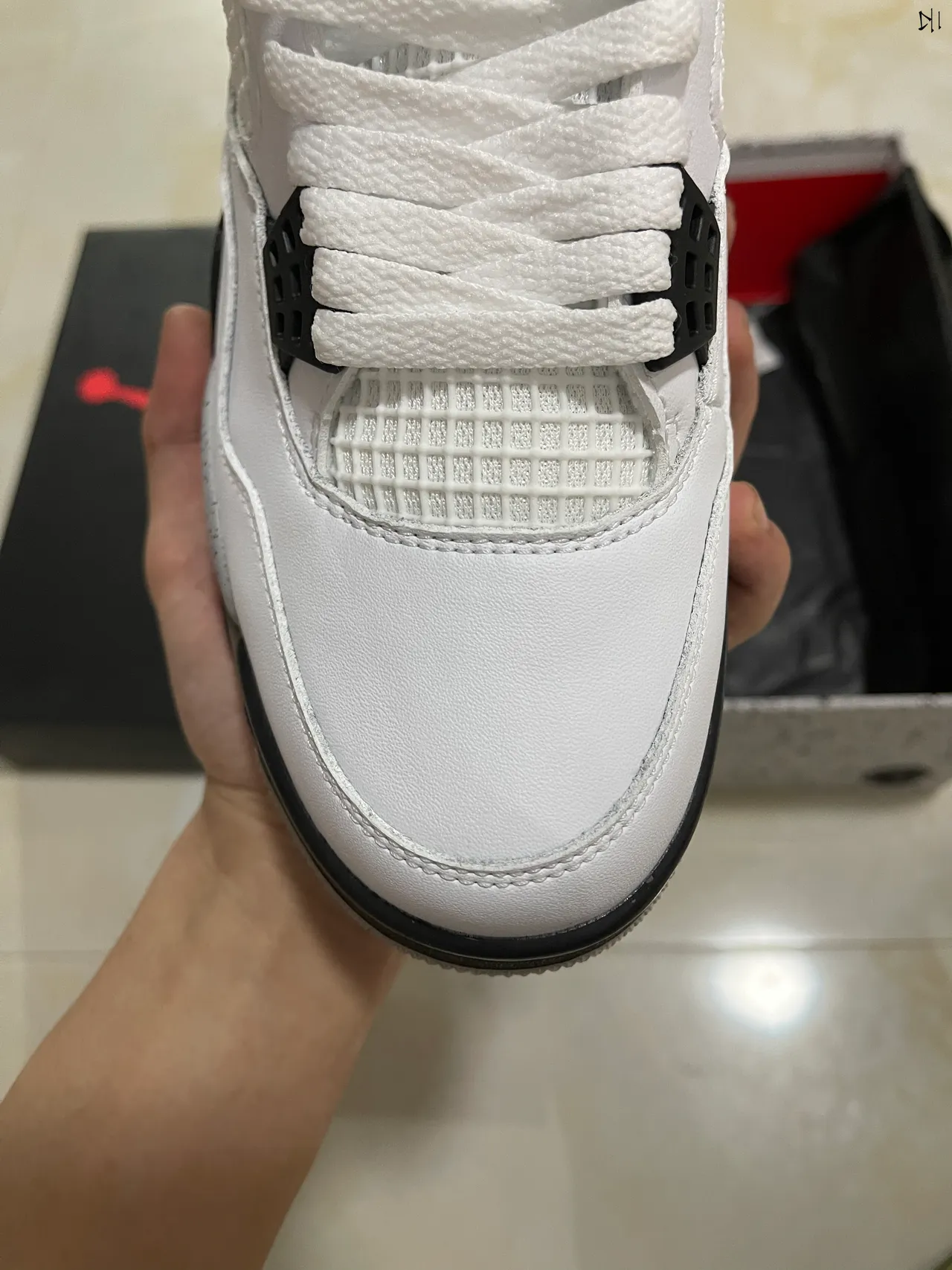 Air Jordan 4 Zapatos de Baloncesto Blanco Negro Gris Speckle 3