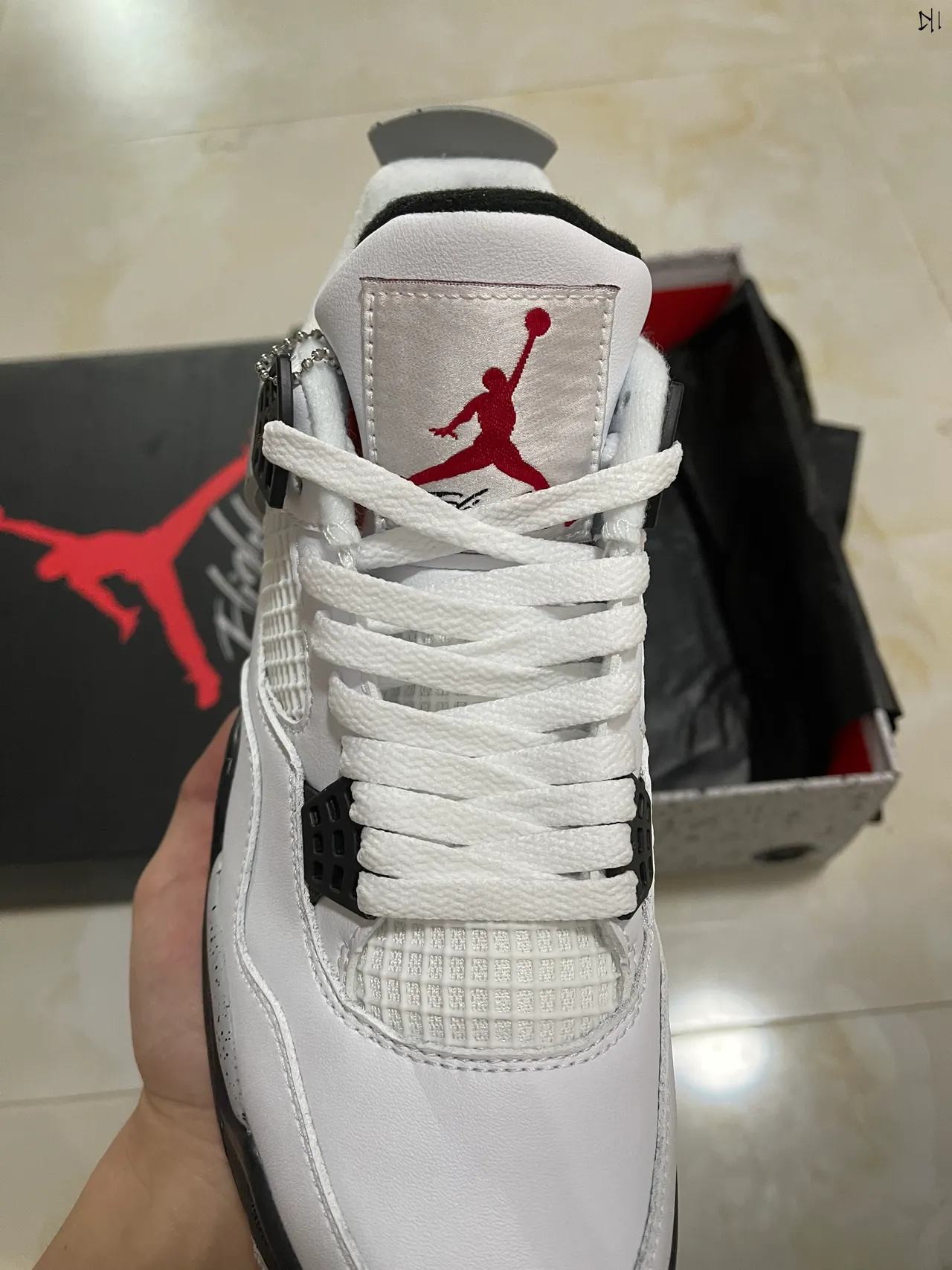Air Jordan 4 Zapatos de Baloncesto Blanco Negro Gris Speckle 4