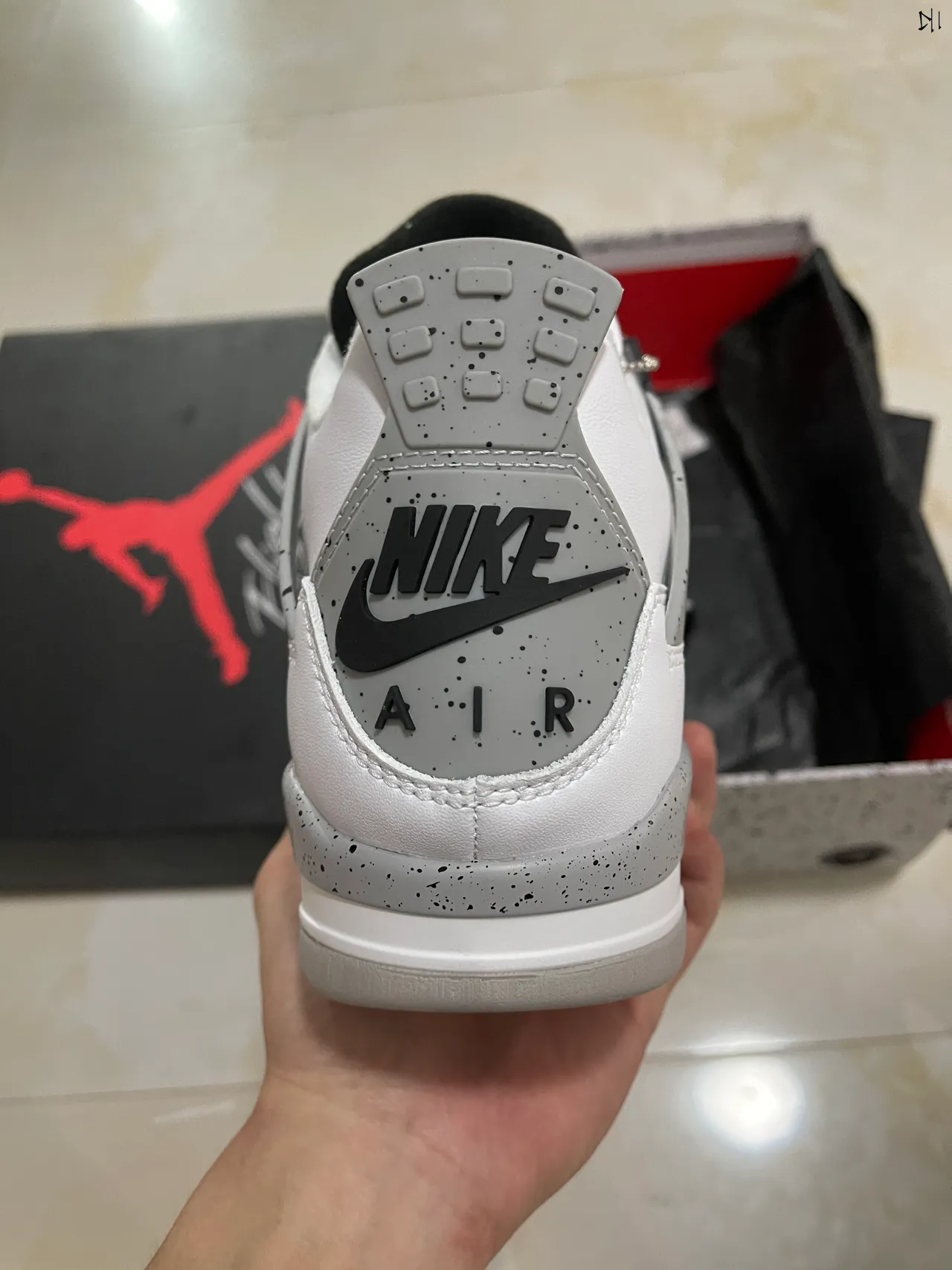 Air Jordan 4 Zapatos de Baloncesto Blanco Negro Gris Speckle 7