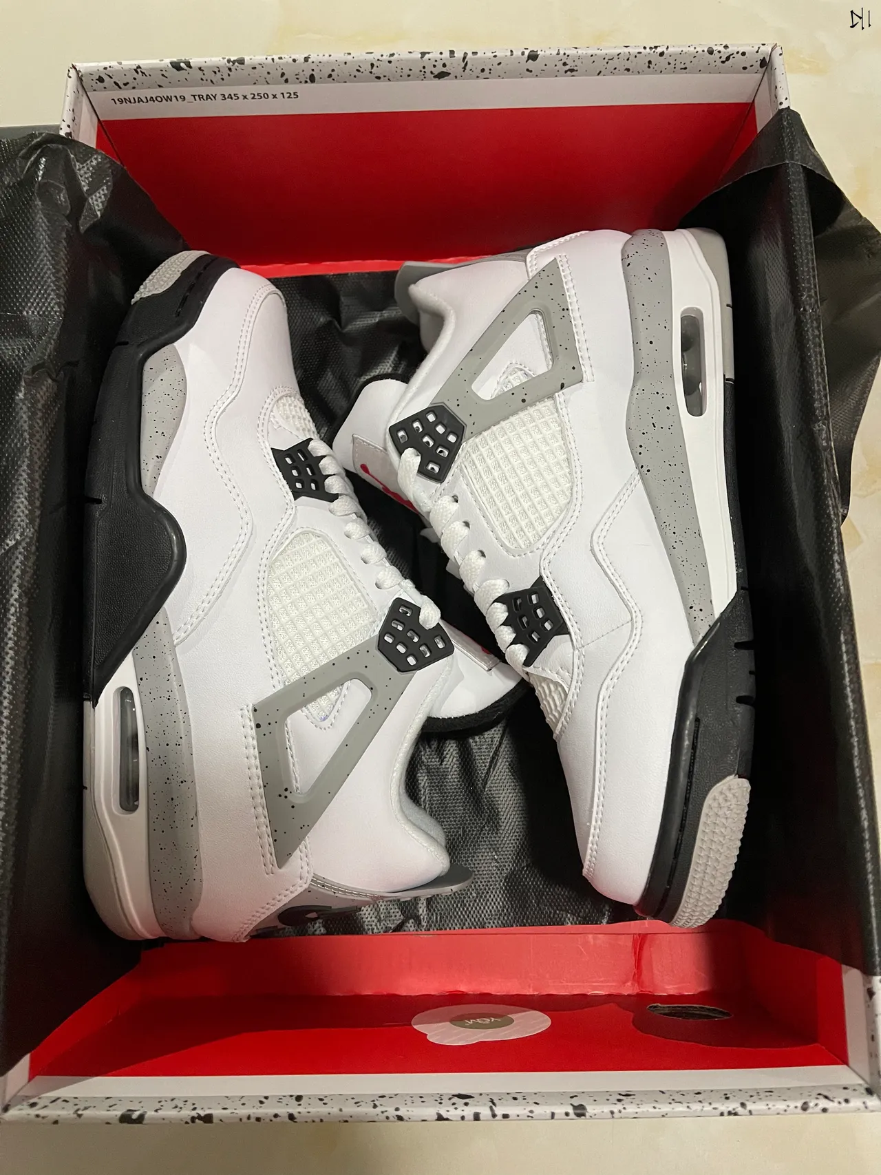 Air Jordan 4 Zapatos de Baloncesto Blanco Negro Gris Speckle 8