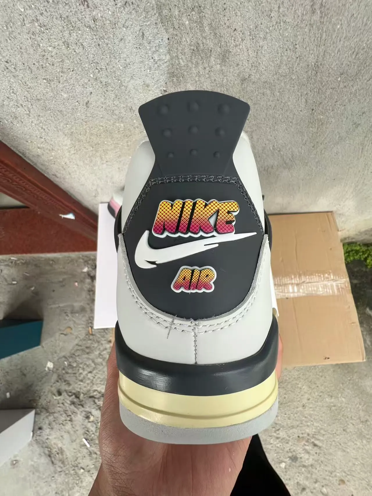 Air Jordan 4 White Black Pink Gradient Tongue Basketball Shoes 8