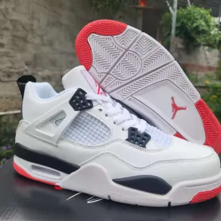 Air Jordan 4 White Black Red Basketball Shoes