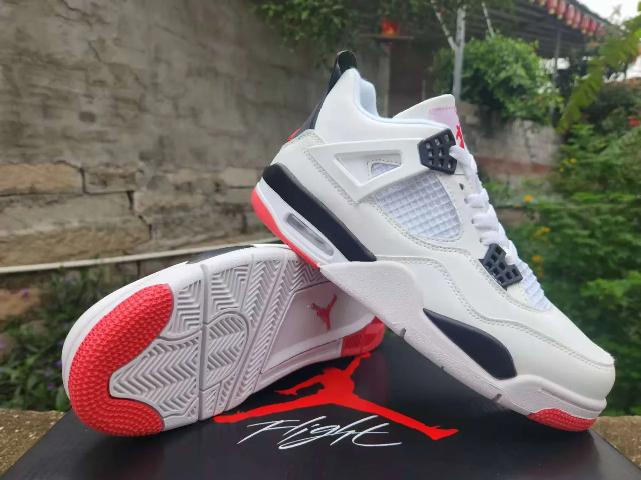 Air Jordan 4 White Black Red Basketball Shoes 3