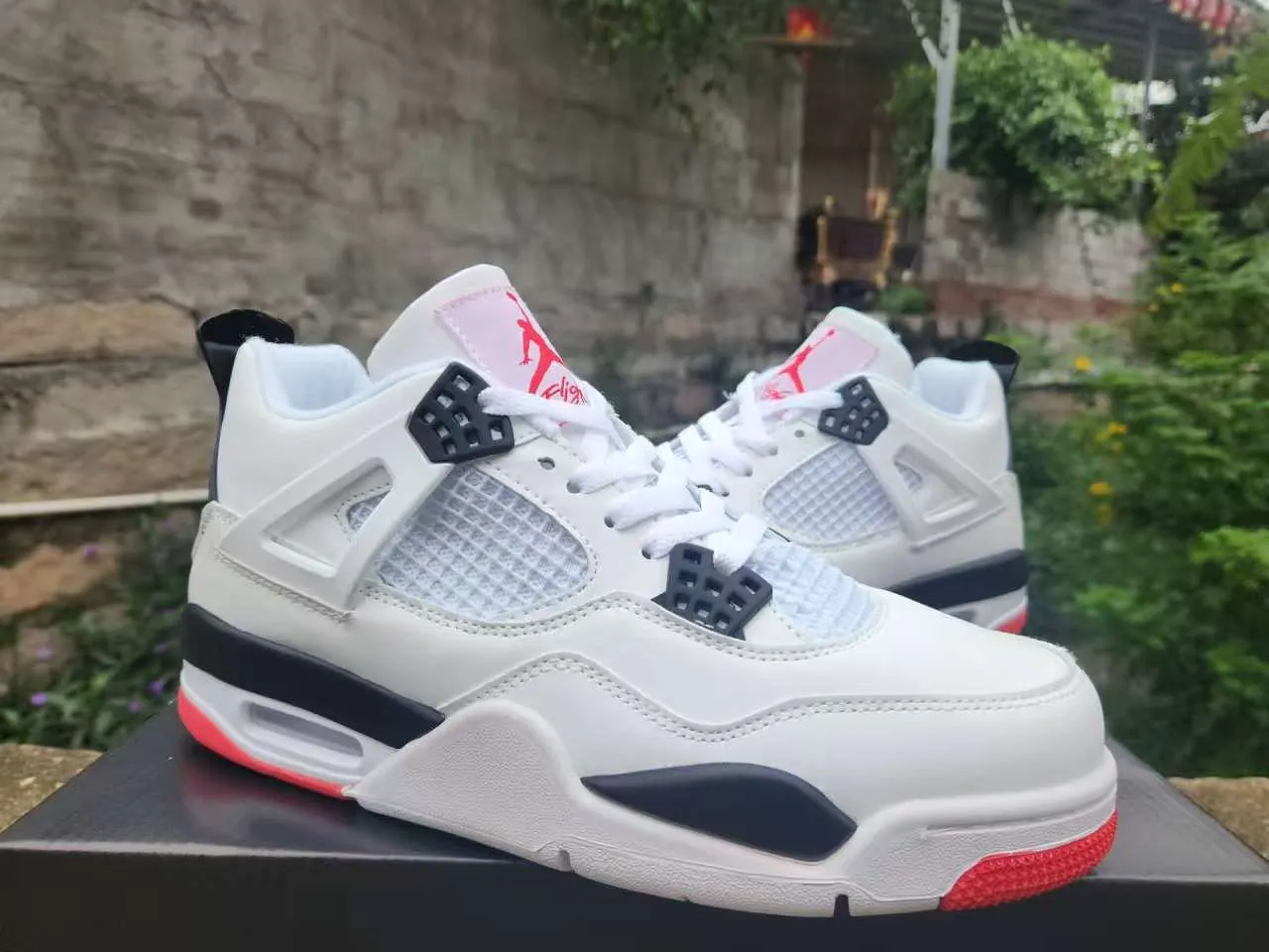 Air Jordan 4 White Black Red Basketball Shoes 4