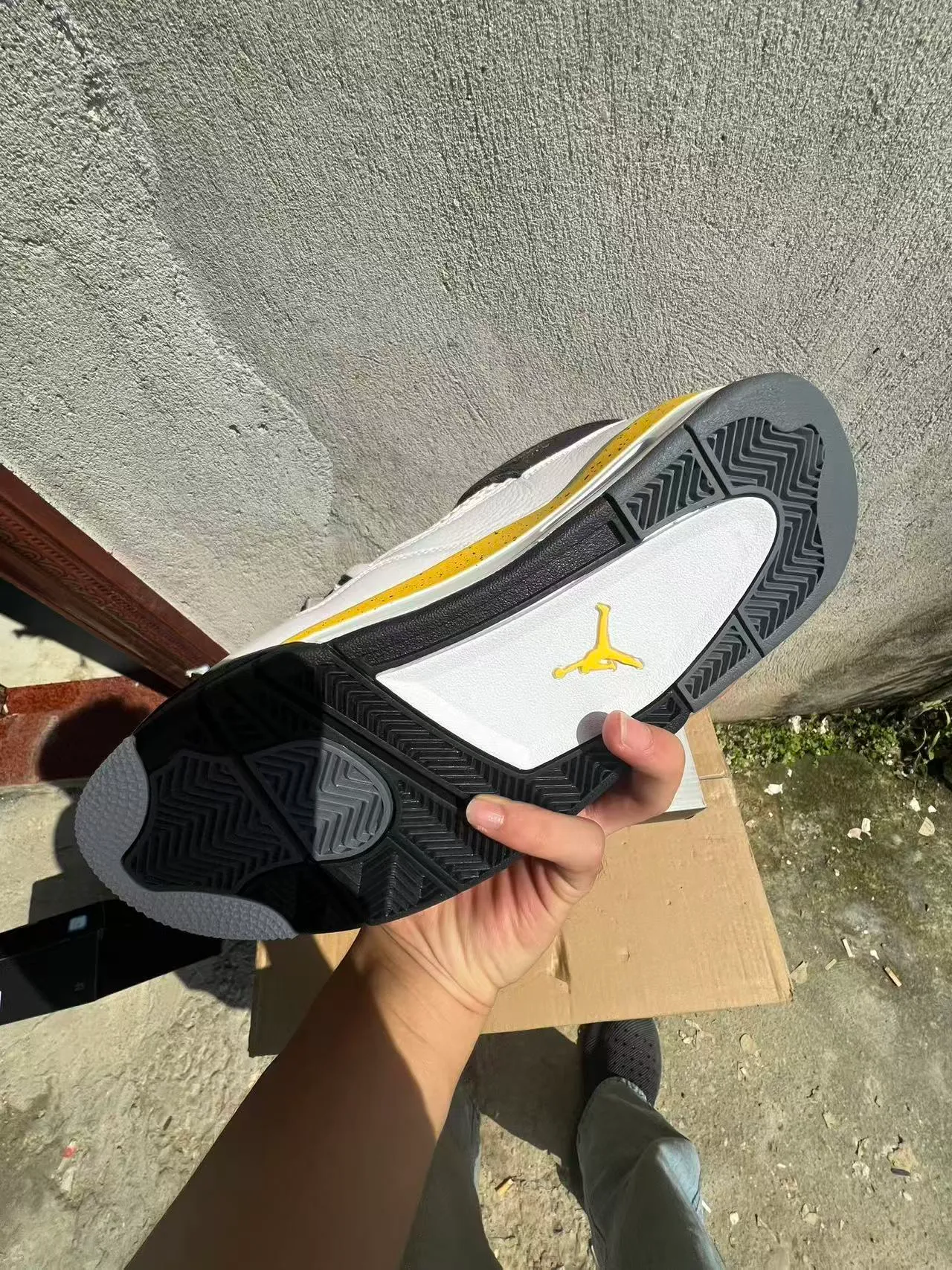 Air Jordan 4 White Black Yellow Speckle Basketball Shoes 6